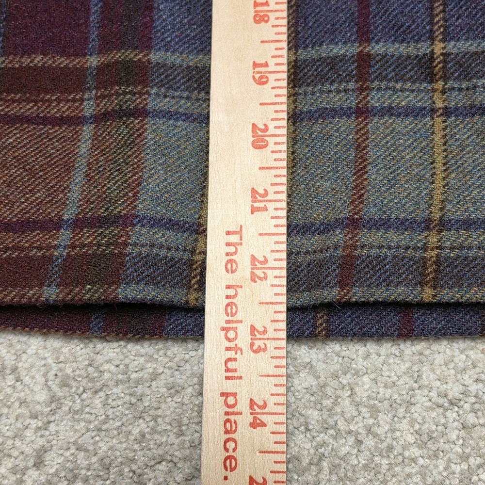 Vintage 90s Lauren Ralph Lauren 100% Plaid Lambswool Skirt Fringe Size 12 Office - Picture 7 of 8
